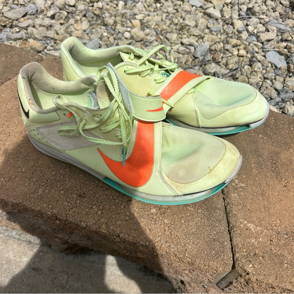 Nike Long Jump SpikesGreen and Orange Athletic Shoes